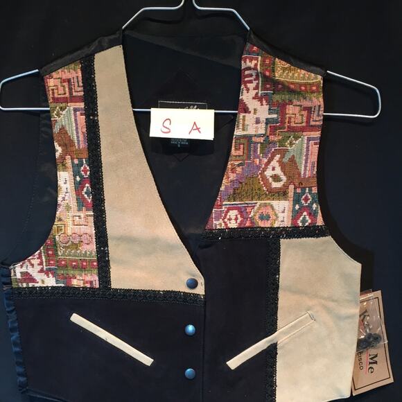 Katch Me Dead Stock Retro NWT Western Rancher Rodeo Suede Leather Vest S A - Picture 2 of 8